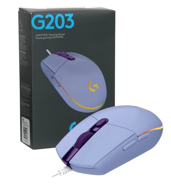 Mouse Gamer Logitech G203 RGB LIGHTSYNC, 6 Botones 8.000 DPI, Lila